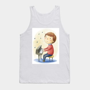 Piano playing cute boy Tank Top